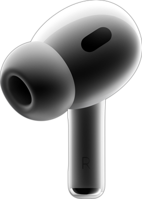 AirPods ข้างขวาที่มีจุกซิลิโคนติดอยู่