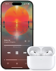 iPhone วางอยู่ข้าง AirPods Pro ที่อยู่ในเคสชาร์จ, เคสเปิดอยู่