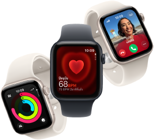 Apple Watch SE 3 สามเรือนลอยอยู่ข้างกัน