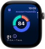 Apple Watch Series 12, ตัวเรือนอะลูมิเนียม, สีเทาสเปซเกรย์, กราฟวงกลมคะแนนการนอนหลับ, ภายนอกด้านขวา, Digital Crown