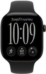 Apple Watch Series 12, ตัวเรือนอะลูมิเนียม, สีดำ, หน้าปัดนาฬิกา Responsive Art, สายแบบ Sport Band, สีดำ