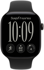 Apple Watch Series 12, ตัวเรือนอะลูมิเนียม, สีดำ, หน้าปัดนาฬิกา Responsive Art, สายแบบ Sport Band, สีดำ