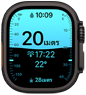 Apple Watch Ultra 4, ตัวเรือนไทเทเนียม, สีดำ, แอปความลึกแสดงตัวชี้วัดการดำน้ำ, ภายนอกด้านขวา, Digital Crown, ปุ่มด้านข้างที่ยกสูงขึ้น