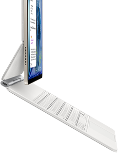 iPad Air, สีสตาร์ไลท์, ติดเข้ากับ Magic Keyboard, สีขาว, ภายนอกด้านข้าง