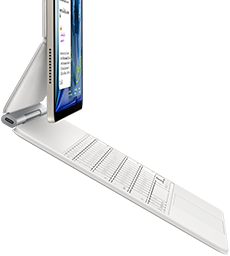 iPad Air, สีสตาร์ไลท์, ติดเข้ากับ Magic Keyboard, สีขาว, ภายนอกด้านข้าง