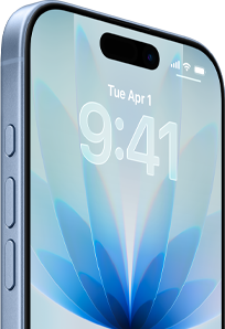 iPhone 17, ภายนอกด้านหน้า, สีฟ้าหมอก, Dynamic Island อยู่ตรงกลาง, ปุ่ม: ปุ่มแอ็คชั่น, ปุ่มปรับระดับเสียง