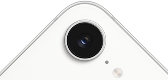 iPhone 17e, ภายนอกด้านหลังบางส่วน, สีขาว, กล้อง Fusion ที่ด้านบน