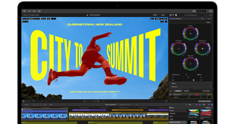 หน้าจอ MacBook Air แสดงการตัดต่อวิดีโอเพื่อสาธิตความสามารถของชิป M5