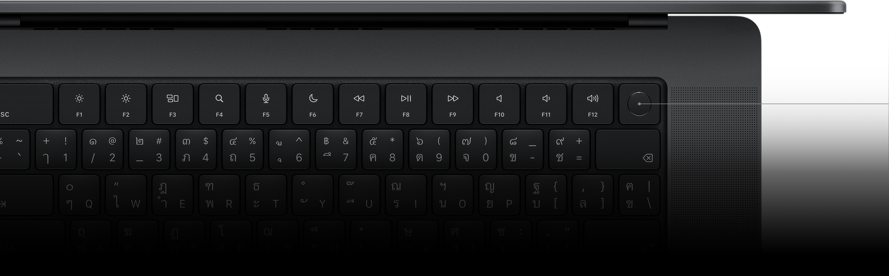 ตัวชี้แสดงปุ่ม Touch ID บน Magic Keyboard