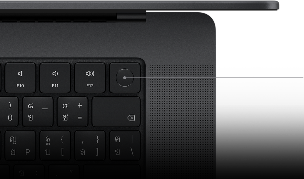 ตัวชี้แสดงปุ่ม Touch ID บน Magic Keyboard