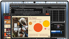 MacBook Pro พร้อมจอภาพ PROLED XDR, สีดำสเปซแบล็ค, จอภาพแสดงการสร้างงานนำเสนอใน Microsoft PowerPoint โดยใช้ JupyterLab และเทอร์มินัลเพื่อสร้างเนื้อหา