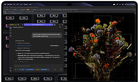 MacBook Pro พร้อมจอภาพ PROLED XDR, สีดำสเปซแบล็ค, หน้าจอแสดงการสร้างภาพโดยใช้ TouchDesigner และ LM Studio